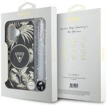 Guess Palm Trees Triangle Pearl Strap MagSafe dėklas iPhone 16 juodas