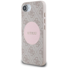 Guess 4G Circle Classic Logo MagSafe dėklas iPhone 16e - rožinis