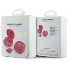 Guess Bluetooth ausinės GUTWSJ144ESF TWS + prijungimo stotelė fuksijos / fuschia Iridescent 4G spausdintas logotipas