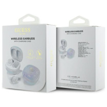 Guess Bluetooth headphones GUTWSJ144ESH TWS + docking station white / white Iridescent 4G Printed Logo