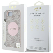 Guess 4G Circle Classic Logo MagSafe dėklas iPhone 16e - rožinis