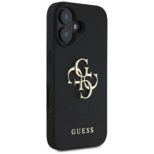 Guess Grained Big 4G Logo Small Classic Logo dėklas, skirtas iPhone 16 - juodas