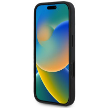 Guess Grained Big 4G Logo Small Classic Logo dėklas, skirtas iPhone 16 - juodas