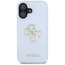 Guess Grained Big 4G Logo Small Classic Logo dėklas, skirtas iPhone 16 - mėlynas