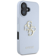 Guess Grained Big 4G Logo Small Classic Logo case for iPhone 16 - blue