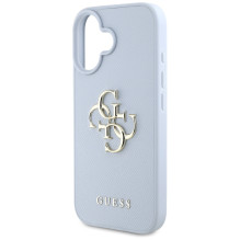 Guess Grained Big 4G Logo Small Classic Logo dėklas, skirtas iPhone 16 - mėlynas