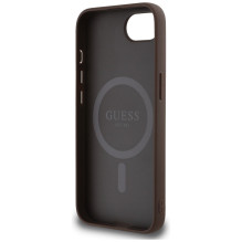 Guess 4G žiedinis trikampis logotipas MagSafe iPhone 16e dėklas – rudas
