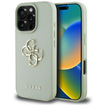 Guess Grained Big 4G Logo Small Classic Logo dėklas, skirtas iPhone 16 Pro Max - žalias