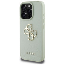 Guess Grained Big 4G Logo Small Classic Logo dėklas, skirtas iPhone 16 Pro Max - žalias