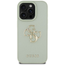 Guess Grained Big 4G Logo Small Classic Logo dėklas, skirtas iPhone 16 Pro Max - žalias