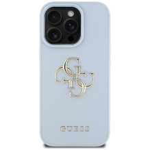 Guess Grained Big 4G Logo Small Classic Logo dėklas, skirtas iPhone 16 Pro - mėlynas