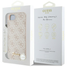 Guess 4G Script logotipas MagSafe iPhone 16e dėklas – rožinis