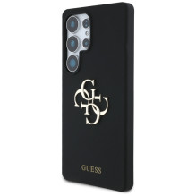 Guess Silicone Big 4G Logo Bottom Script dėklas, skirtas Samsung Galaxy S25 Ultra - juodas