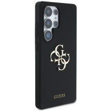 Guess Silicone Big 4G Logo Bottom Script dėklas, skirtas Samsung Galaxy S25 Ultra - juodas