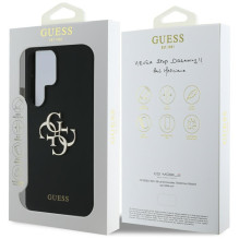 Guess Silicone Big 4G Logo Bottom Script dėklas, skirtas Samsung Galaxy S25 Ultra - juodas