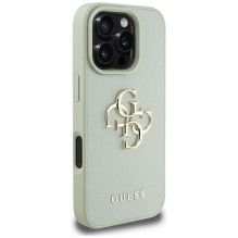 Guess Grained Big 4G Logo Small Classic Logo dėklas, skirtas iPhone 16 Pro - žalias