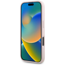 Guess Grained Big 4G Logo Small Classic Logo dėklas, skirtas iPhone 16 - rožinis