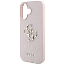 Guess Grained Big 4G Logo Small Classic Logo dėklas, skirtas iPhone 16 - rožinis