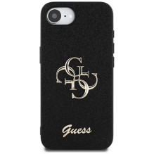 Guess Fixed Glitter Big 4G dėklas iPhone 16e - juodas