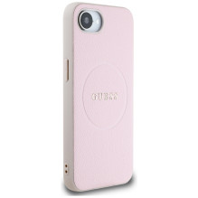 Guess Grained Ring MagSafe iPhone 16e dėklas – rožinis