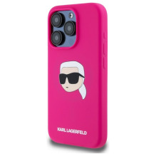 Karl Lagerfeld KLHMP15LSKHPPPLF iPhone 15 Pro 6.1' fuksijos / fuschia kietas dėklas Silikoninis Karl Head Print MagSafe