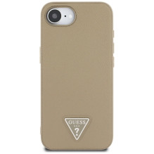 Guess Grained Triangle MagSafe dėklas iPhone 16e - rudas
