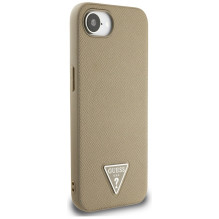Guess Grained Triangle MagSafe dėklas iPhone 16e - rudas