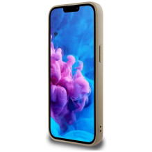 Guess Grained Triangle MagSafe dėklas iPhone 16e - rudas