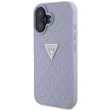 Guess Hot Stamp 4G modelio trikampis metalinis logotipas iPhone 16 dėklas – violetinis