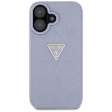 Guess Hot Stamp 4G modelio trikampis metalinis logotipas iPhone 16 dėklas – violetinis