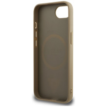 Guess Grained Triangle MagSafe dėklas iPhone 16e - rudas
