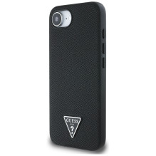 Guess Grained Triangle MagSafe dėklas iPhone 16e - juodas