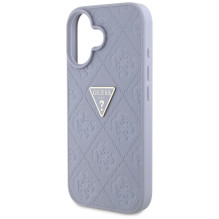 Guess Hot Stamp 4G modelio trikampis metalinis logotipas iPhone 16 dėklas – violetinis