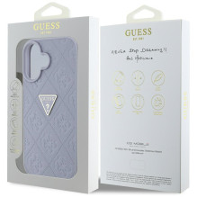 Guess Hot Stamp 4G modelio trikampis metalinis logotipas iPhone 16 dėklas – violetinis