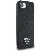 Guess Grained Triangle MagSafe dėklas iPhone 16e - juodas