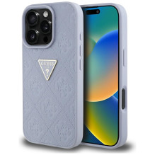 Guess Hot Stamp 4G modelio trikampis metalinis logotipas iPhone 16 Pro dėklas – violetinis