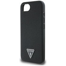 Guess Grained Triangle MagSafe dėklas iPhone 16e - juodas