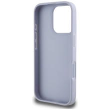 „Guess Hot Stamp 4G Pattern Triangle“ metalinis logotipo dėklas iPhone 16 Pro Max – violetinis