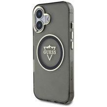 Guess IML Metal Mountain Logo MagSafe dėklas iPhone 16 - juodas