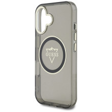 Guess IML Metal Mountain Logo MagSafe dėklas iPhone 16 - juodas