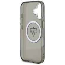 Guess IML Metal Mountain Logo MagSafe dėklas iPhone 16 - juodas