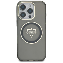 Guess IML metalo kalnų logotipas MagSafe iPhone 16 Pro dėklas – juodas
