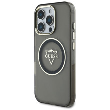 Guess IML metalinis kalnų logotipas MagSafe iPhone 16 Pro Max dėklas – juodas