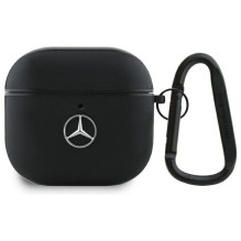 Mercedes MEA4CSLBK AirPods 4 cover black / black Leather Metal Logo