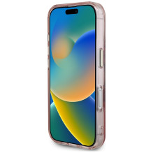 Guess IML metalo kalnų logotipas MagSafe iPhone 16 dėklas – rožinis