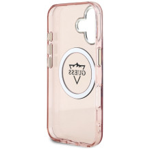 Guess IML metalo kalnų logotipas MagSafe iPhone 16 dėklas – rožinis