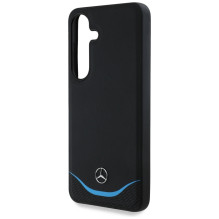 Mercedes Leather Contrasted Blue Horizontal Curve MagSafe Case for Samsung Galaxy S25 - Black