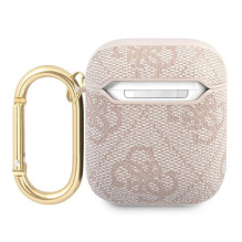 Guess 4G Script metalinis dėklas, skirtas AirPods 1/2 – rožinis