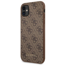 Guess 4G metalinis auksinis logotipo dėklas, skirtas iPhone 11 / Xr 6.1' – rudas