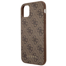 Guess 4G metalinis auksinis logotipo dėklas, skirtas iPhone 11 / Xr 6.1' – rudas
